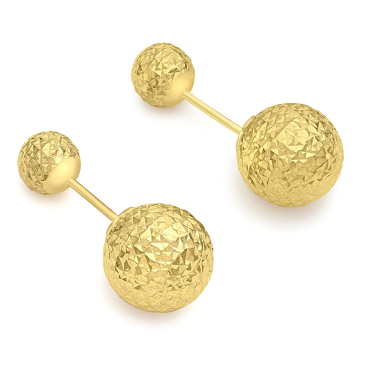 9K Yellow Gold Diamond Cut 6mm x 10mm Reversible Ball Stud Earrings 8894734 0