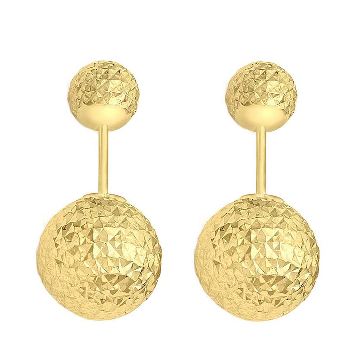 9K Yellow Gold Diamond Cut 6mm x 10mm Reversible Ball Stud Earrings 8894734 1