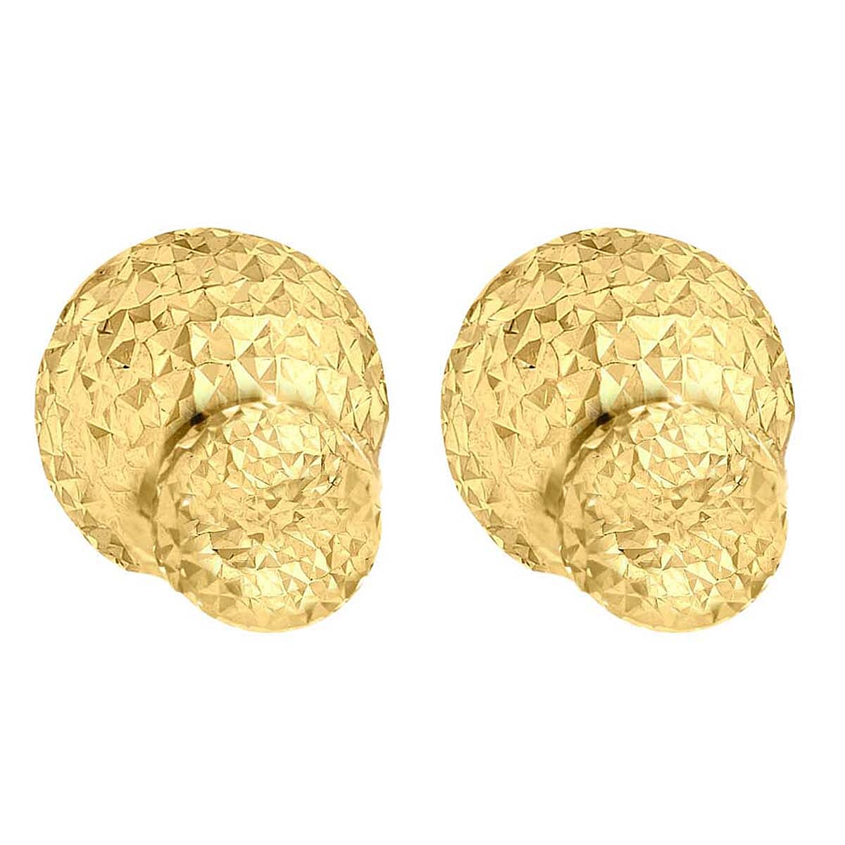 9K Yellow Gold Diamond Cut 6mm x 10mm Reversible Ball Stud Earrings 8894734 2