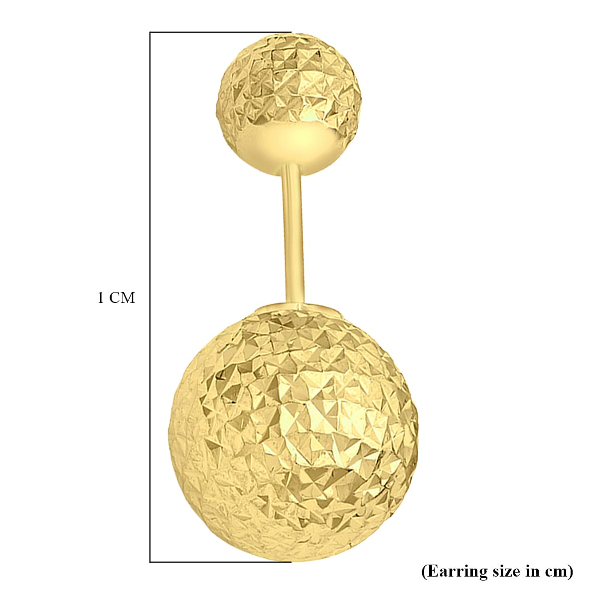 9K Yellow Gold Diamond Cut 6mm x 10mm Reversible Ball Stud Earrings 8894734 3