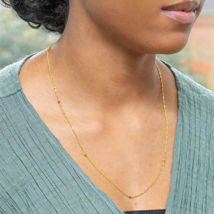 9K Yellow Gold Diamond Cut Ball And Twist Curb Chain 22 Inch 2.2 grams 6093094 2