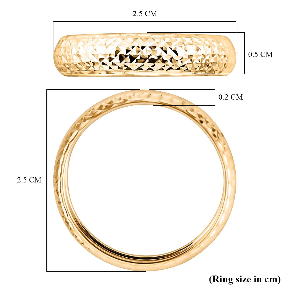 9K Yellow Gold Diamond-Cut Band Ring 3710153 5