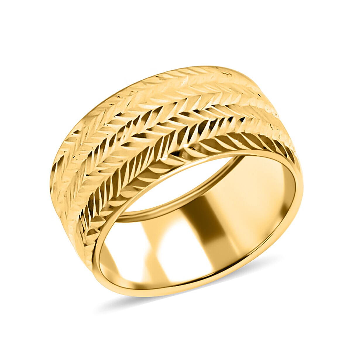 Maestro Collection - 9K Yellow Gold Diamond-Cut Textured Band Ring 7373227 0