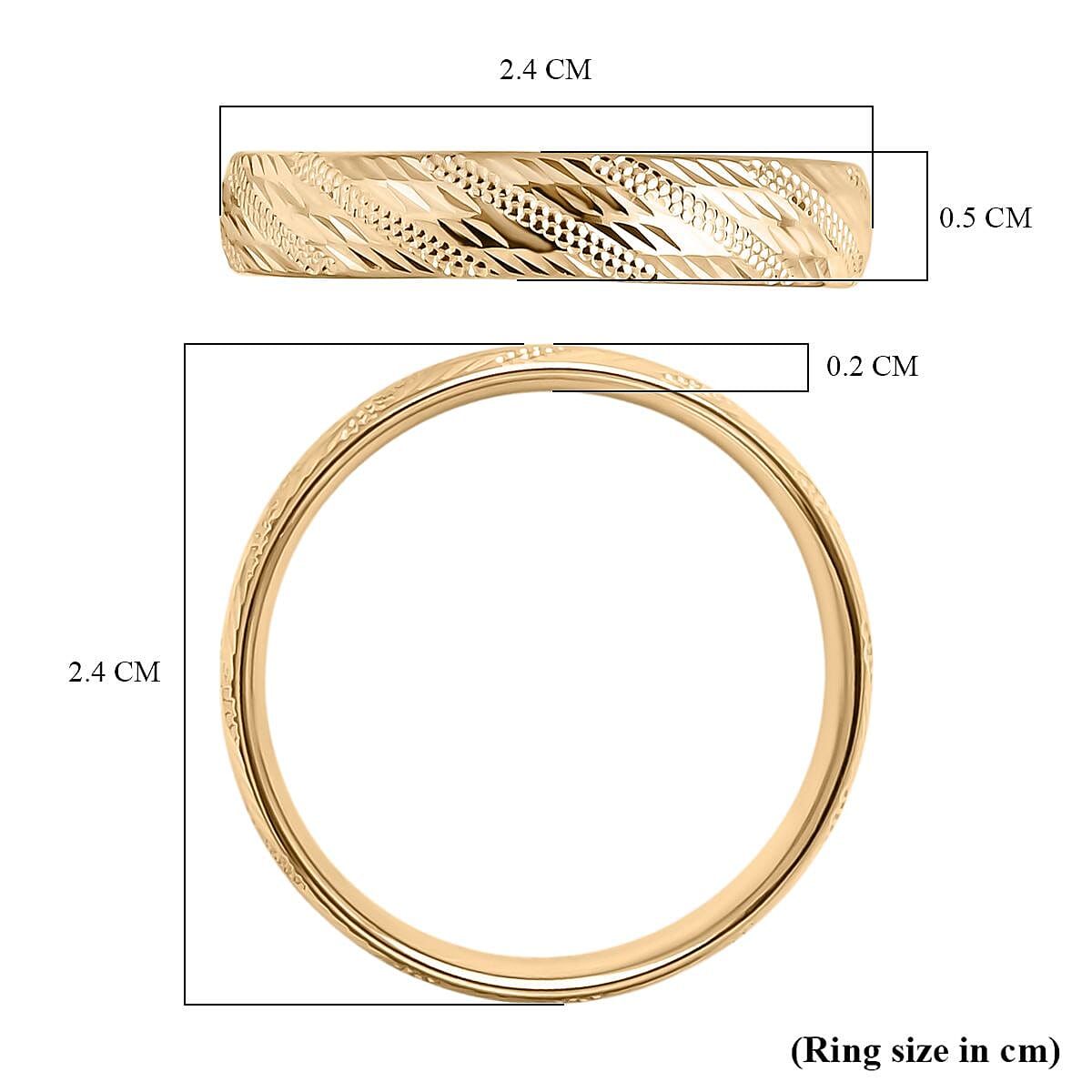 9K Yellow Gold Diamond-Cut Band Ring 8265634 7
