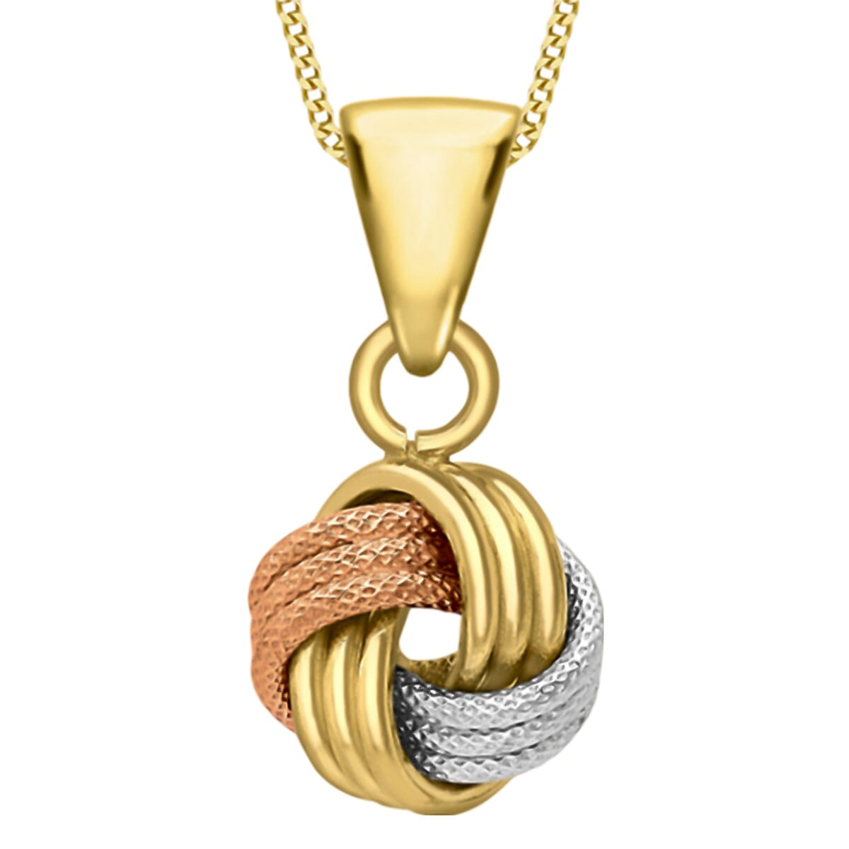 9K Yellow-White-Rose Gold Diamond Cut Cluster Pendant 7747575 0