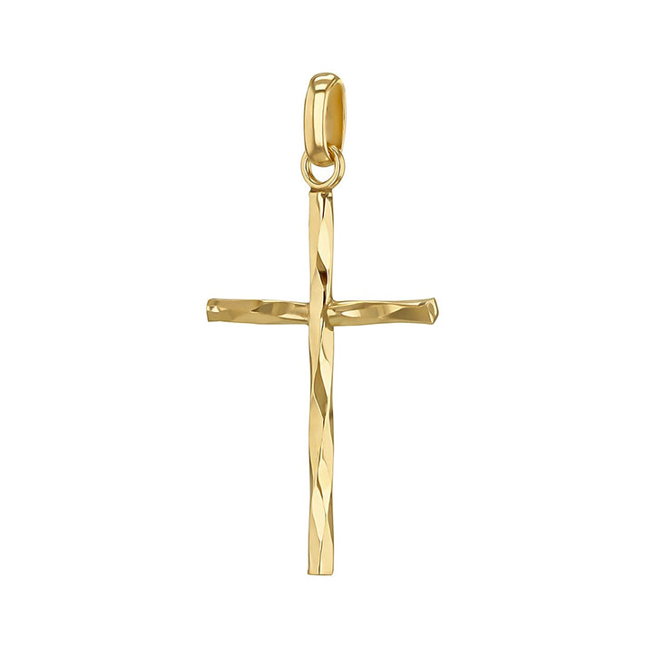 9K Yellow Gold Diamond Cut Cross Pendant 7159877 1