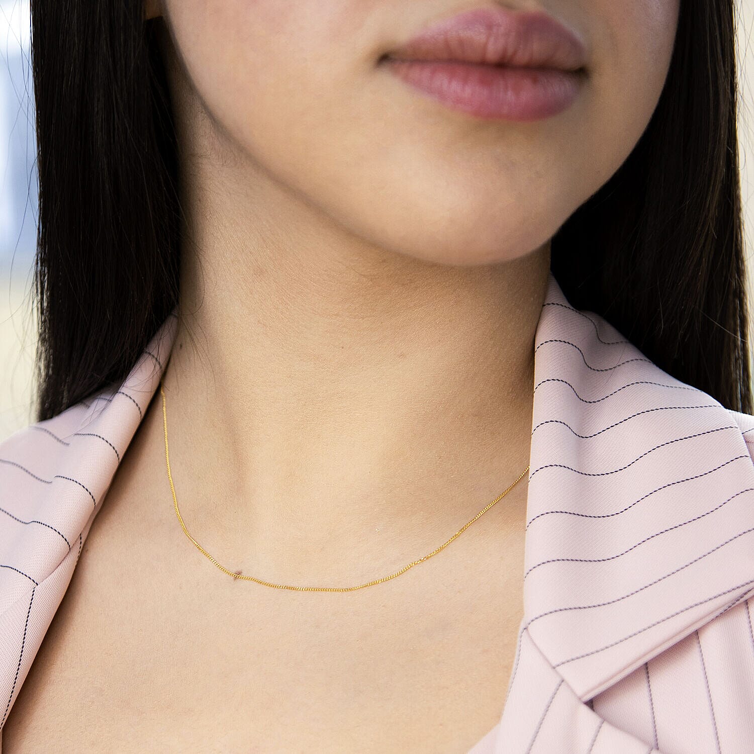 9K Yellow Gold Diamond Cut Curb Chain 16 Inch 7190322 2