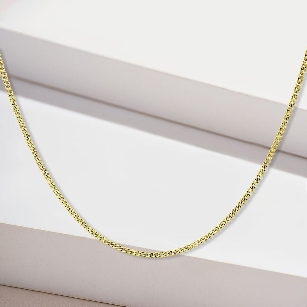 9K Yellow Gold Diamond Cut Curb Chain 16 Inch