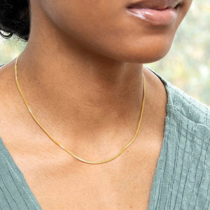9K Yellow Gold Diamond Cut Curb Chain 16 Inch 7190324 2