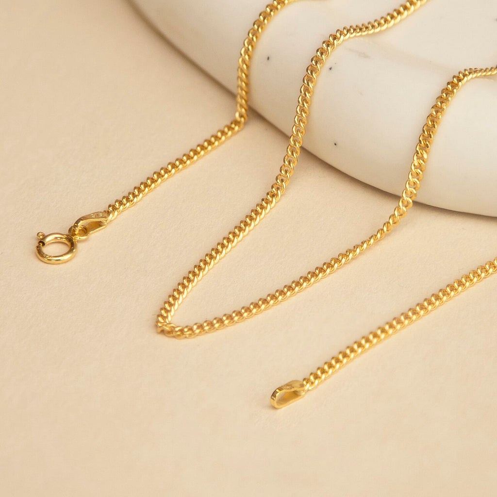 9K Yellow Gold Diamond Cut Curb Chain 16 Inch