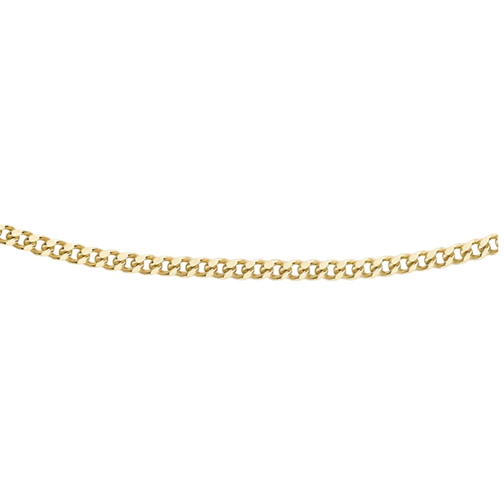 9K Yellow Gold Diamond Cut Curb Chain (Size - 15) with Spring Ring Clasp