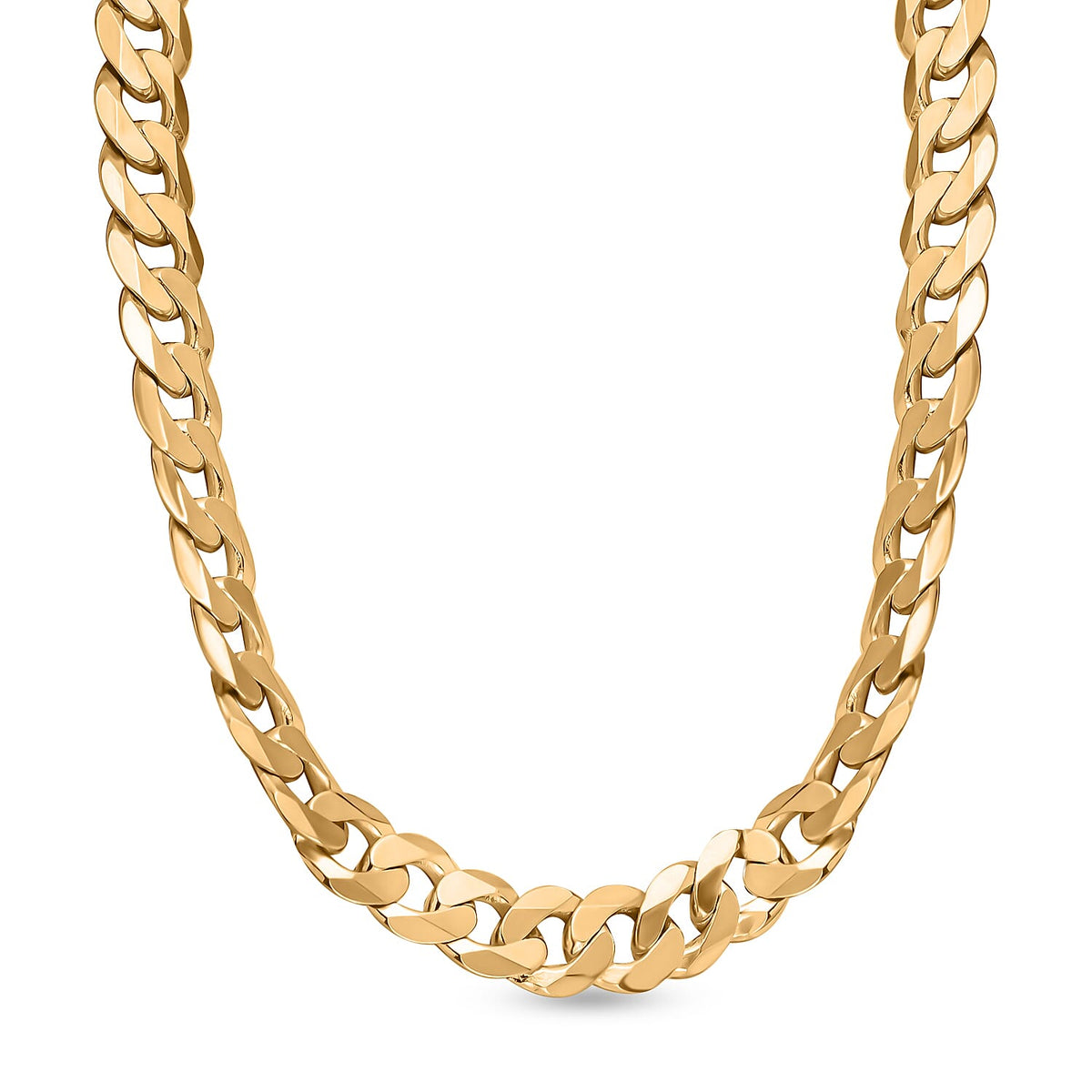 One Time Closeout - Limited Edition - 9K Yellow Gold Diamond Cut Solid Curb Necklace (Size - 20), Gold Wt. 33.02 Gms 7601642 0