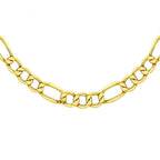 9K Yellow Gold Diamond Cut Figaro Chain 24 Inch, 6.3 grams