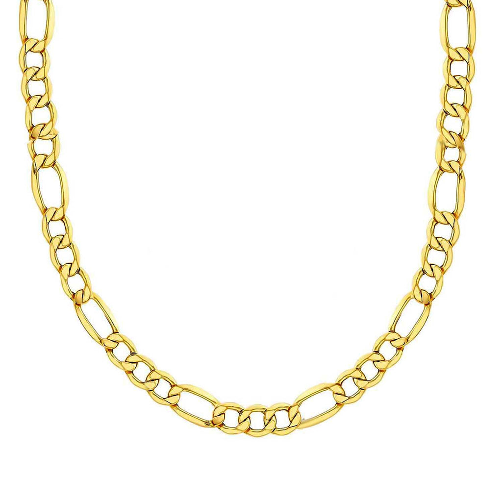 9K Yellow Gold Diamond Cut Figaro Chain 24 Inch, 6.3 grams