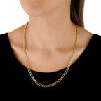 9K Yellow Gold Diamond Cut Figaro Chain 24 Inch, 6.3 grams