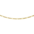 9K Yellow Gold Diamond Cut Figaro Chain 24 Inch