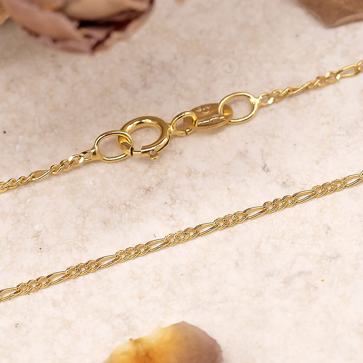 9K Yellow Gold Diamond Cut Figaro Chain 24 Inch 7192221 4