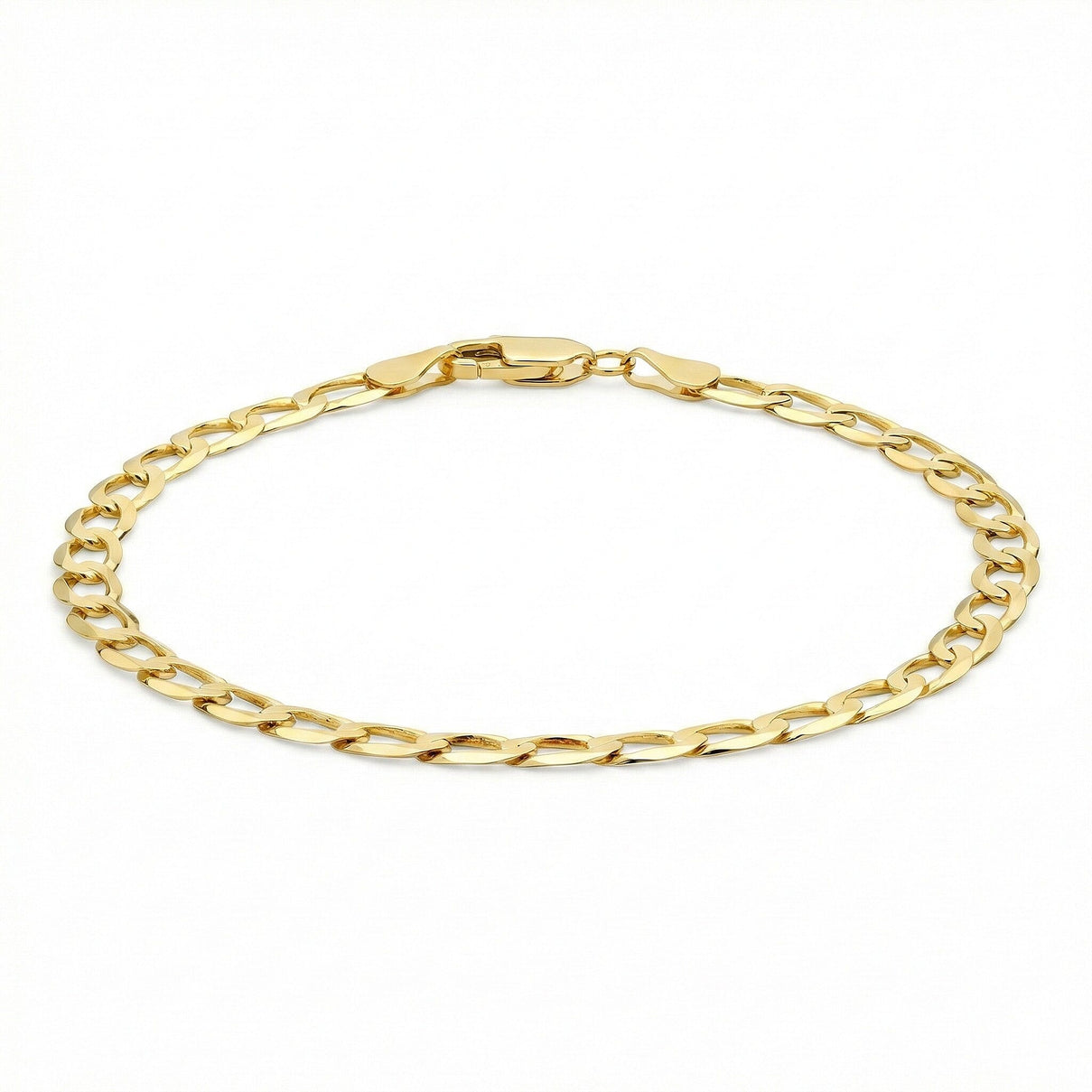 9K Yellow Gold Diamond Cut Flat Curb Bracelet 7 Inch 7078116 0