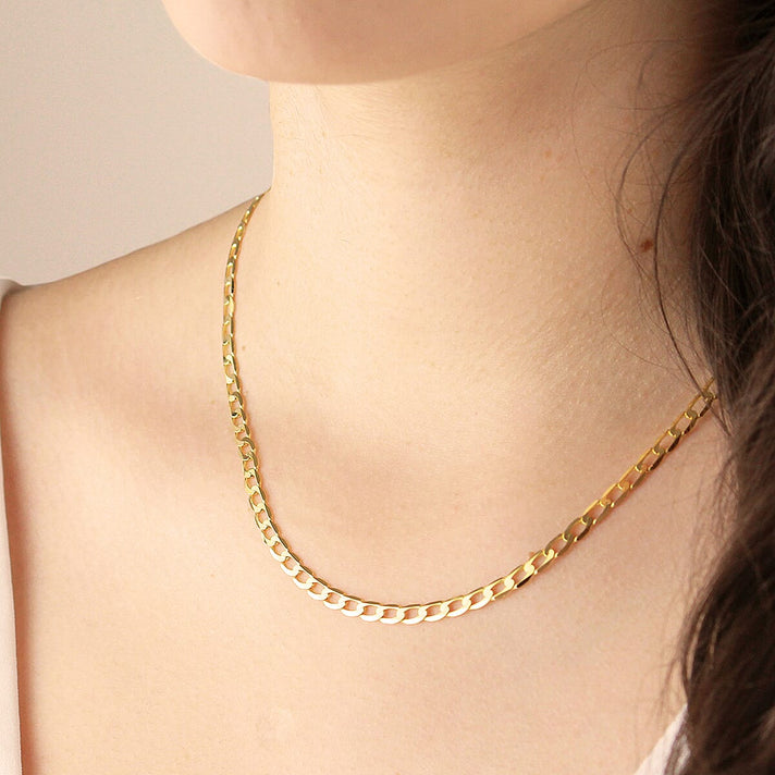 9K Yellow Gold Diamond Cut Flat Curb Chain 18 Inch 6.2 grams 6093063 2
