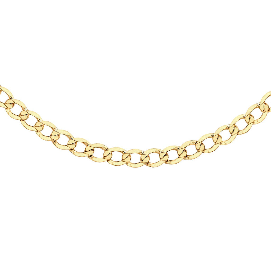 9K Yellow Gold Diamond Cut Flat Curb Chain 22 Inch