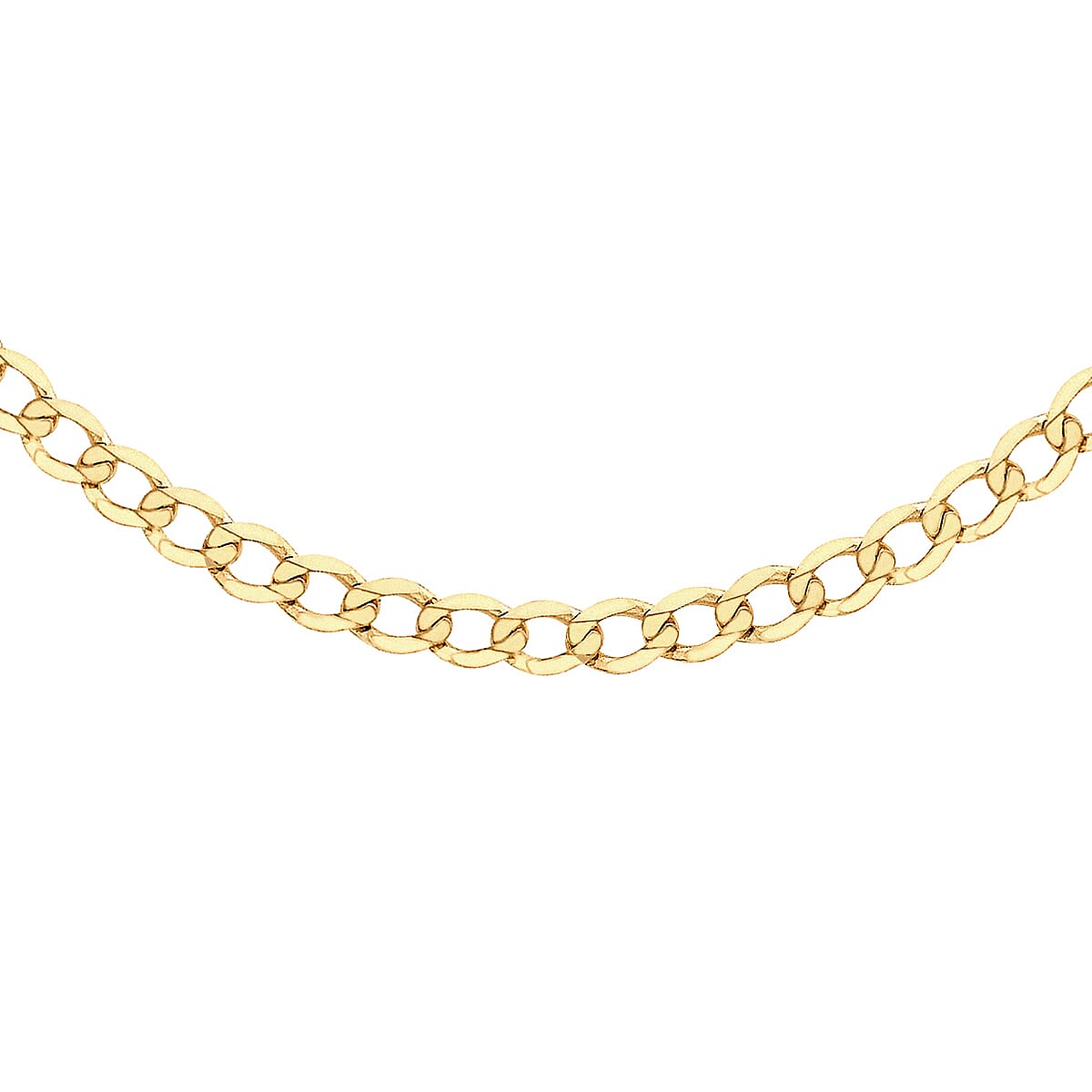 9K Yellow Gold Diamond Cut Flat Curb Chain 22 Inch 7190356 0