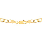 9K Yellow Gold Diamond Cut Flat Curb Chain 22 Inch