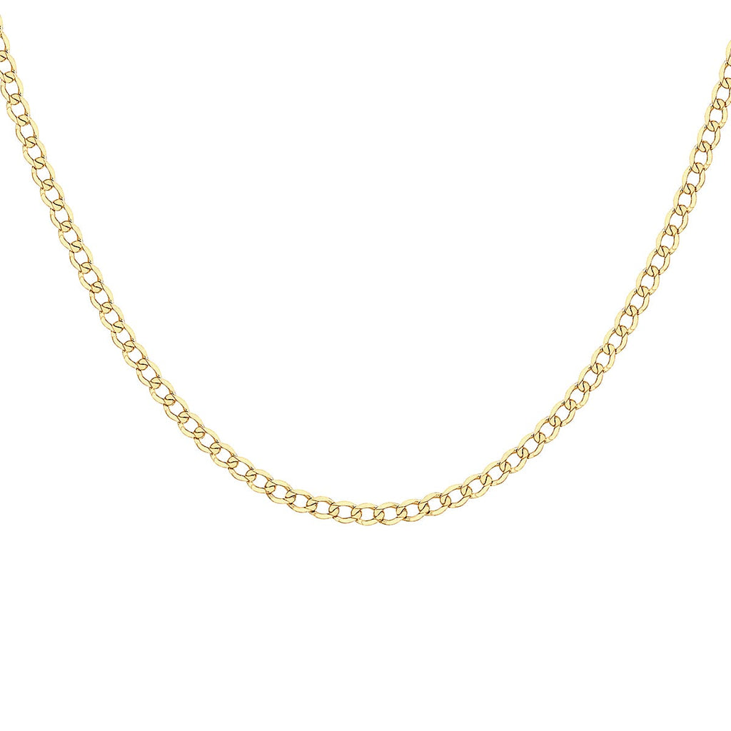 9K Yellow Gold Diamond Cut Flat Curb Chain 22 Inch