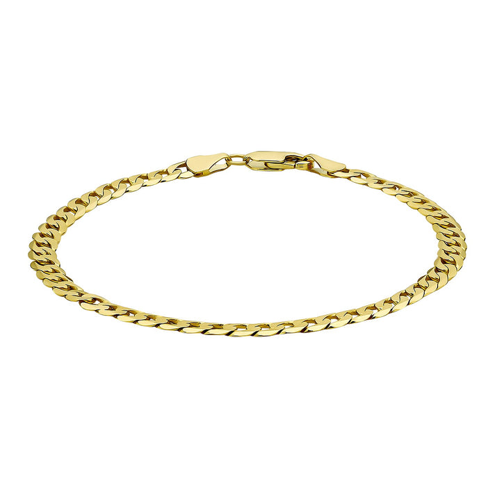 9K Yellow Gold Diamond Cut Flat Curb Chain Bracelet 7.5 Inch 4.8 grams 6093030 1