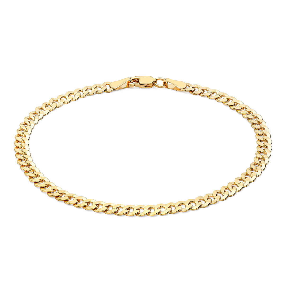 9K Yellow Gold Diamond Cut Flat Curb Chain Bracelet 7.5 Inch 7078121 0