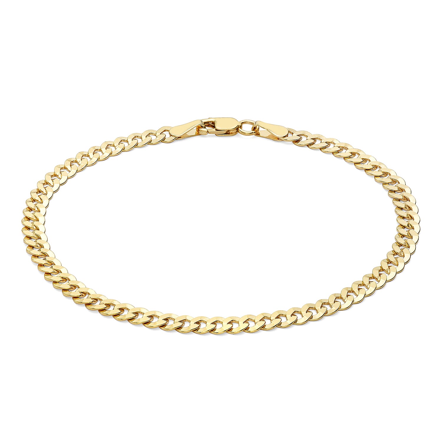 9K Yellow Gold Diamond Cut Flat Curb Chain Bracelet 7.5 Inch 7078121 0