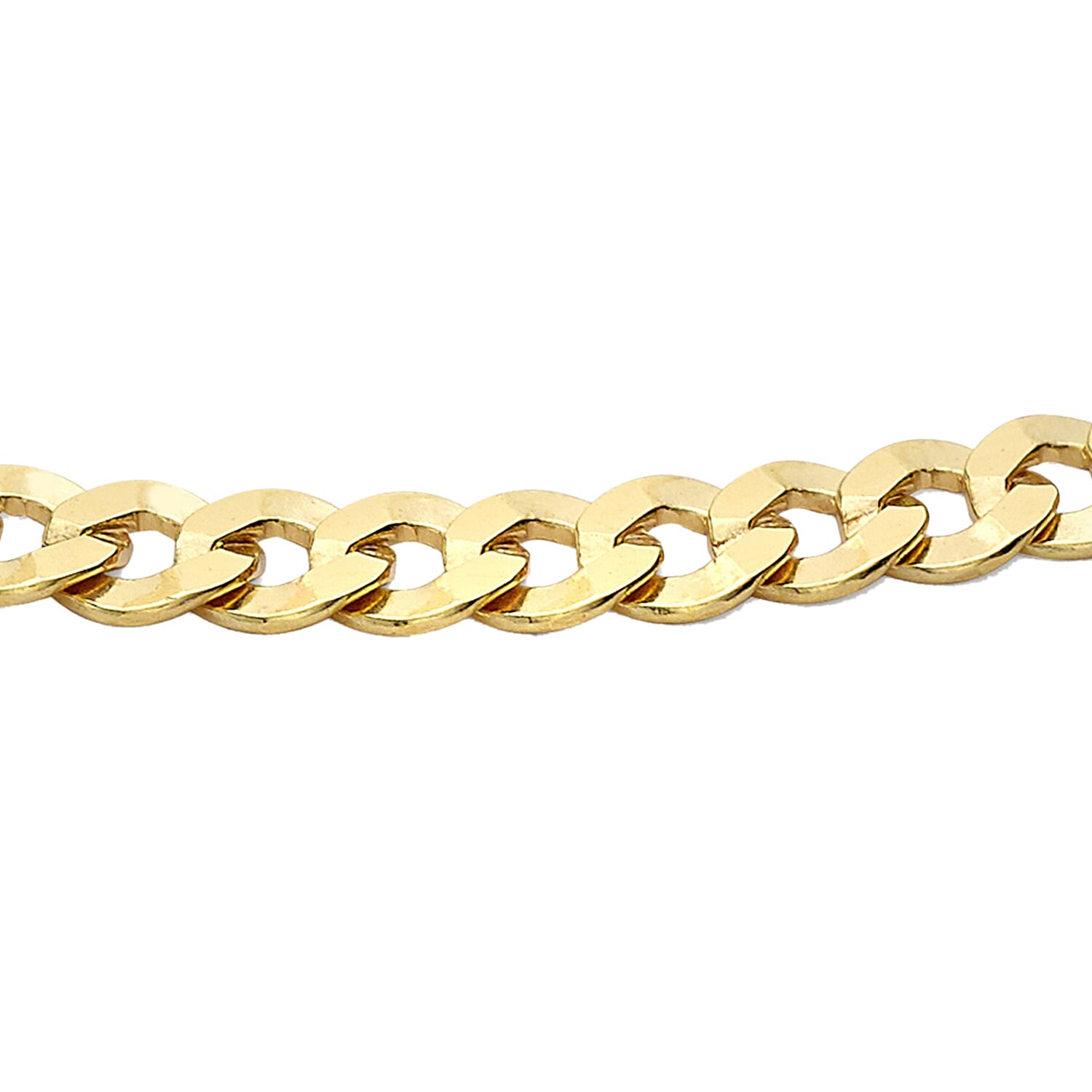 9K Yellow Gold Diamond Cut Flat Curb Chain Bracelet 7.5 Inch 7078121 1