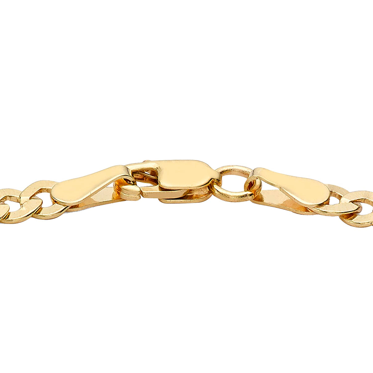 9K Yellow Gold Diamond Cut Flat Curb Chain Bracelet 7.5 Inch 7078121 2