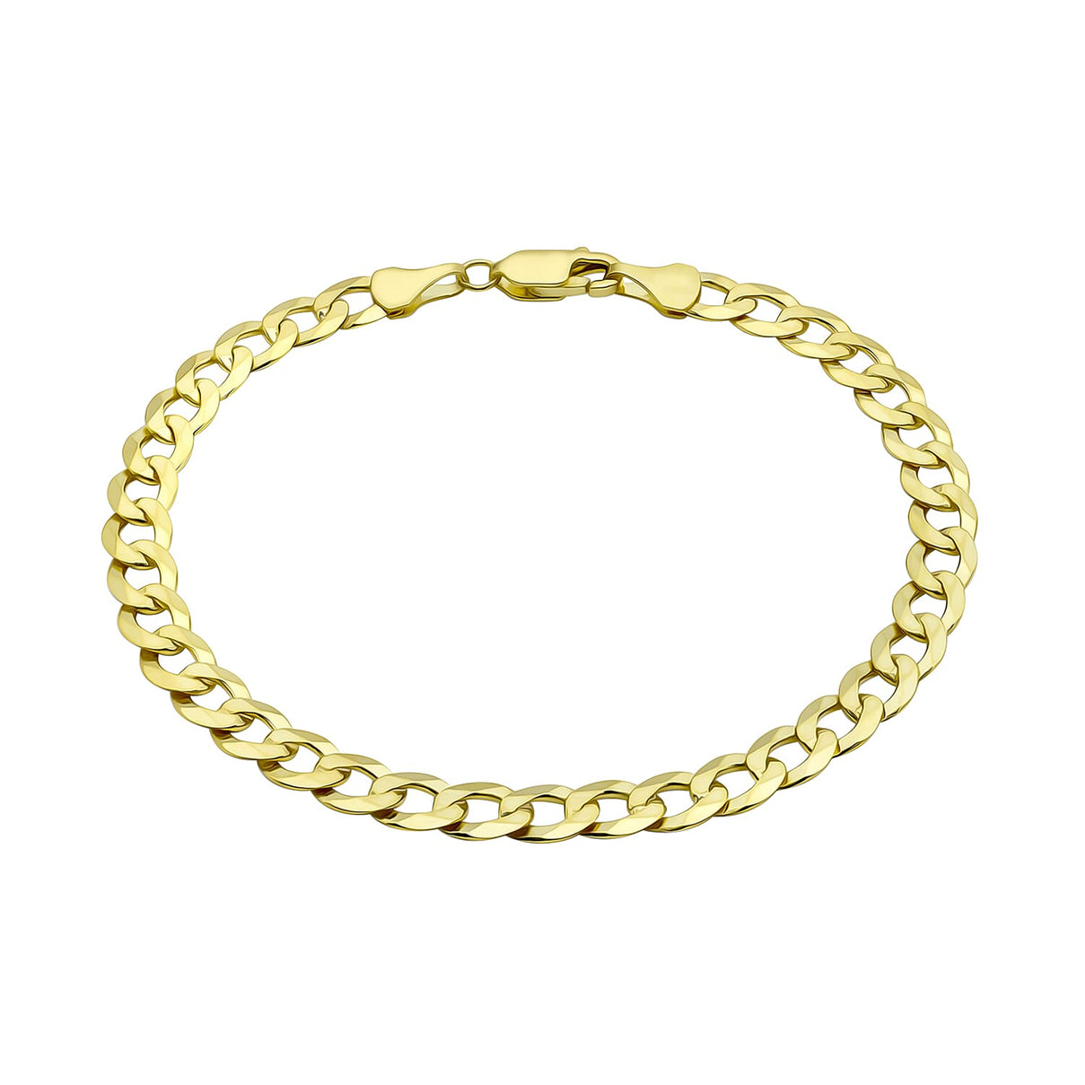 9K Yellow Gold Diamond Cut Flat Curb Chain Bracelet 8 Inch 6.2 grams 6093047 0