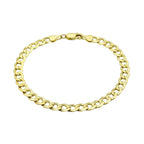 9K Yellow Gold Diamond Cut Flat Curb Chain Bracelet 8 Inch, 6.2 grams