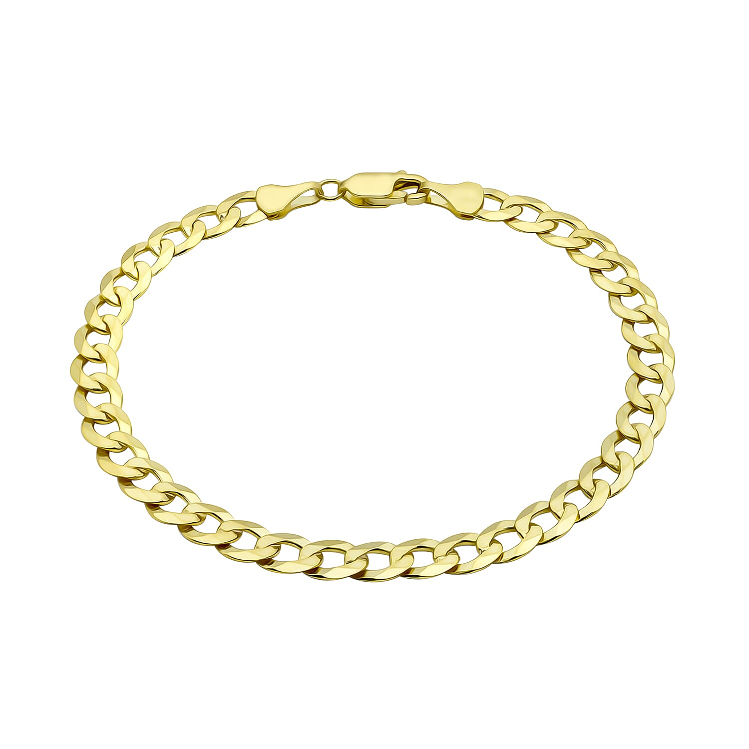 9K Yellow Gold Diamond Cut Flat Curb Chain Bracelet 8 Inch 6.2 grams 6093047 0