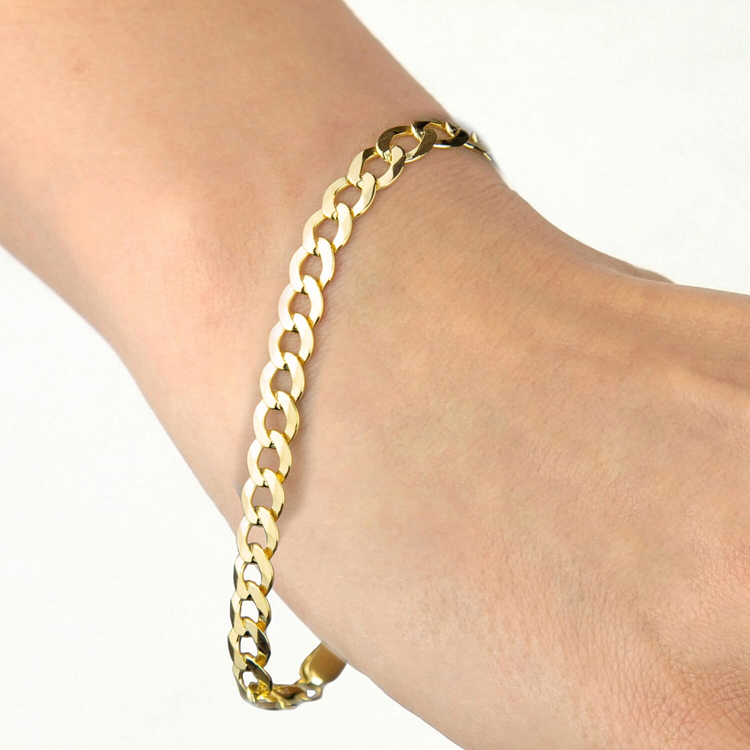 9K Yellow Gold Diamond Cut Flat Curb Chain Bracelet 8 Inch 6.2 grams 6093047 1