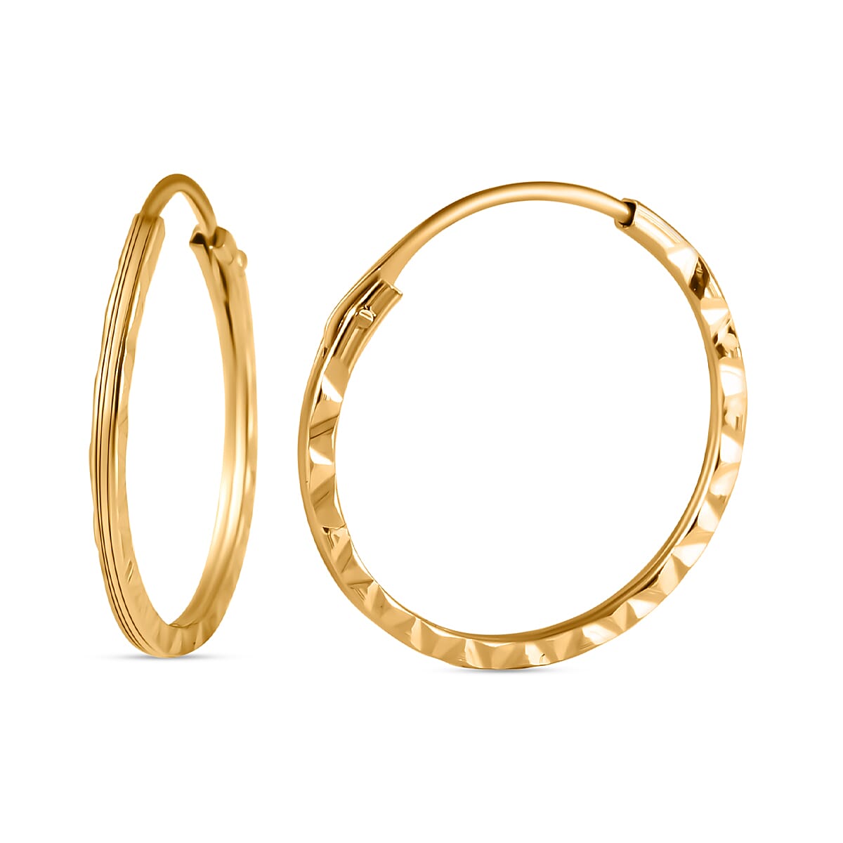 9K Yellow Gold Diamond Cut Hoop Earring 8024944 0