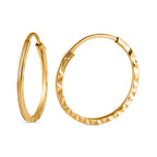 9K Yellow Gold Diamond Cut Hoop Earring