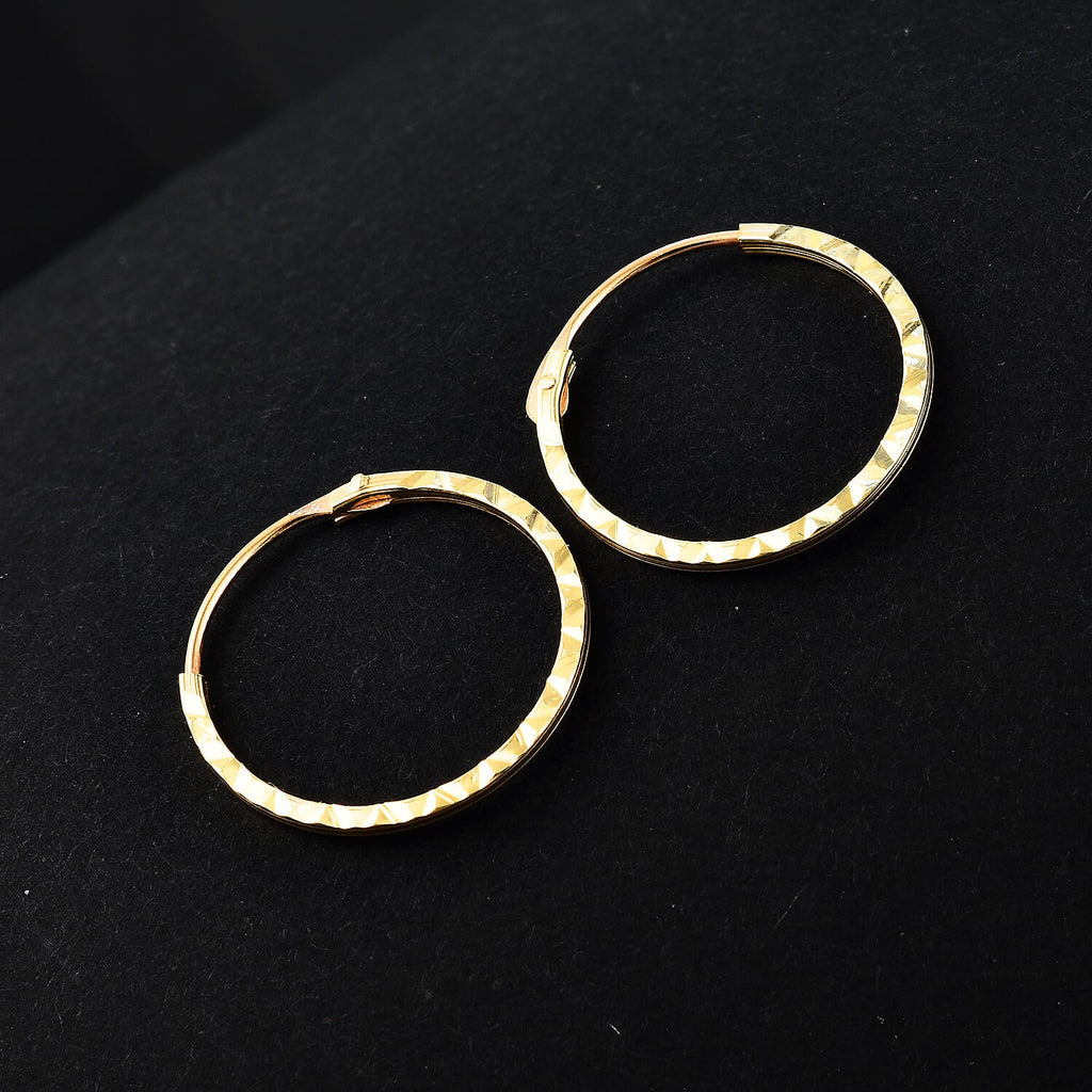 9K Yellow Gold Diamond Cut Hoop Earring