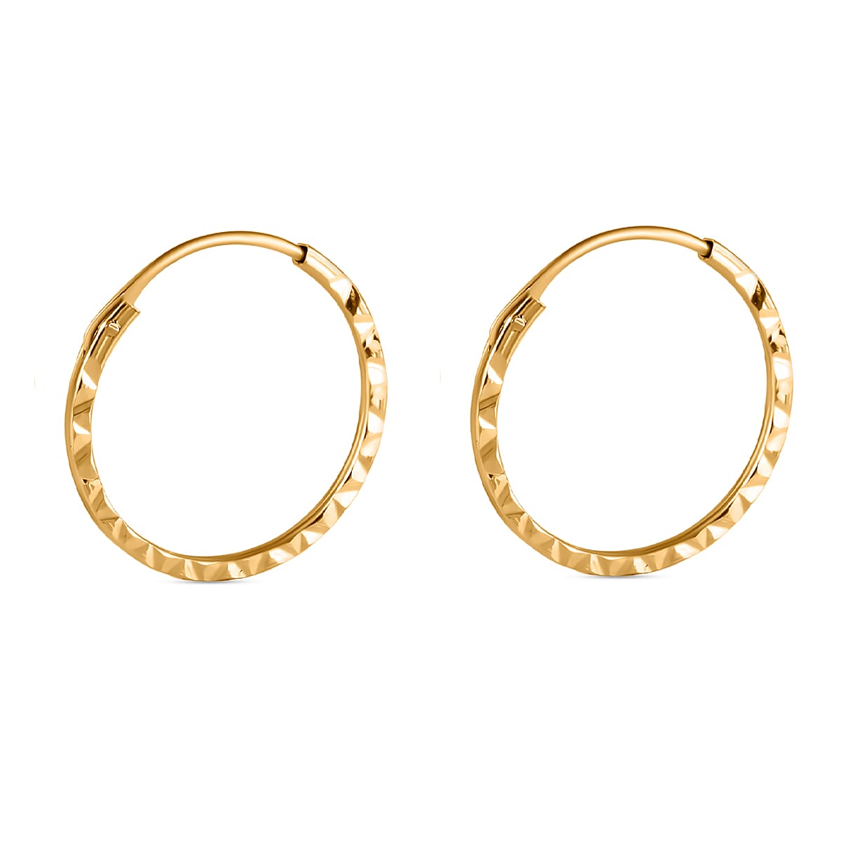 9K Yellow Gold Diamond Cut Hoop Earring 8024944 3