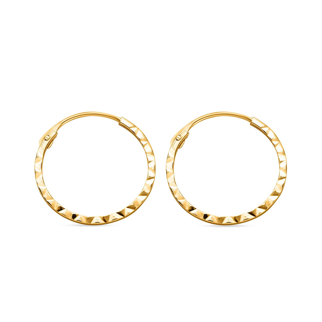 9K Yellow Gold Diamond Cut Hoop Earring
