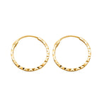 9K Yellow Gold Diamond Cut Hoop Earring