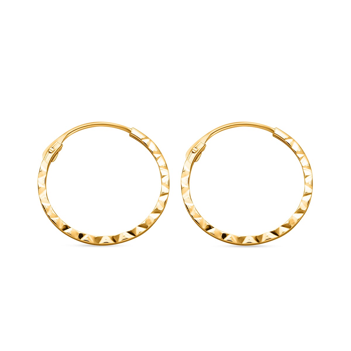 9K Yellow Gold Diamond Cut Hoop Earring 8024944 4