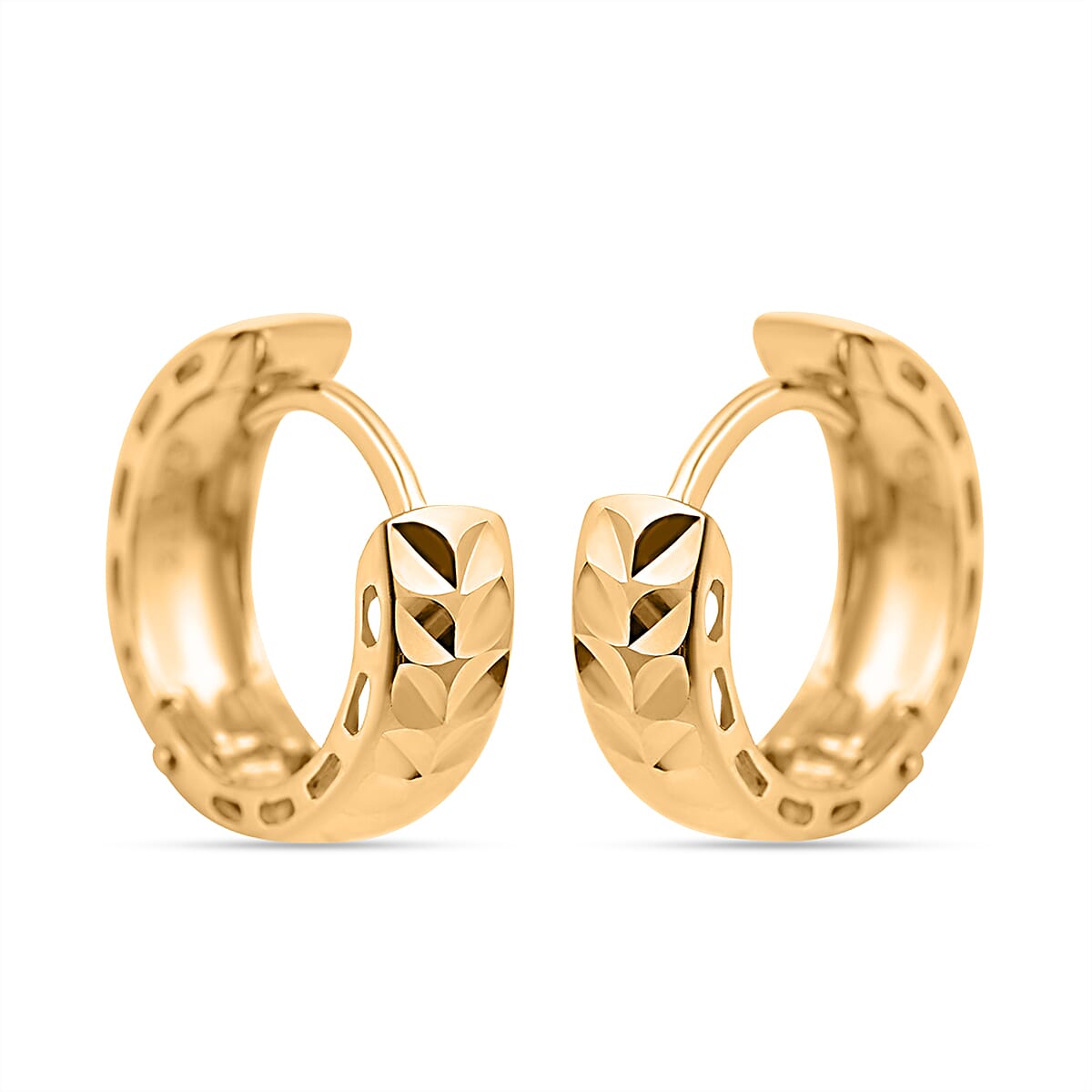Vicenza Closeout - 9K Yellow Gold Diamond Cut Leaf Design Creole Earrings 7711220 0