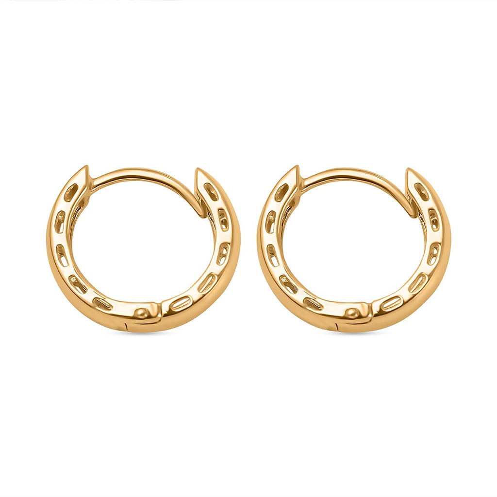 Vicenza Closeout - 9K Yellow Gold Diamond Cut Leaf Design Creole Earrings