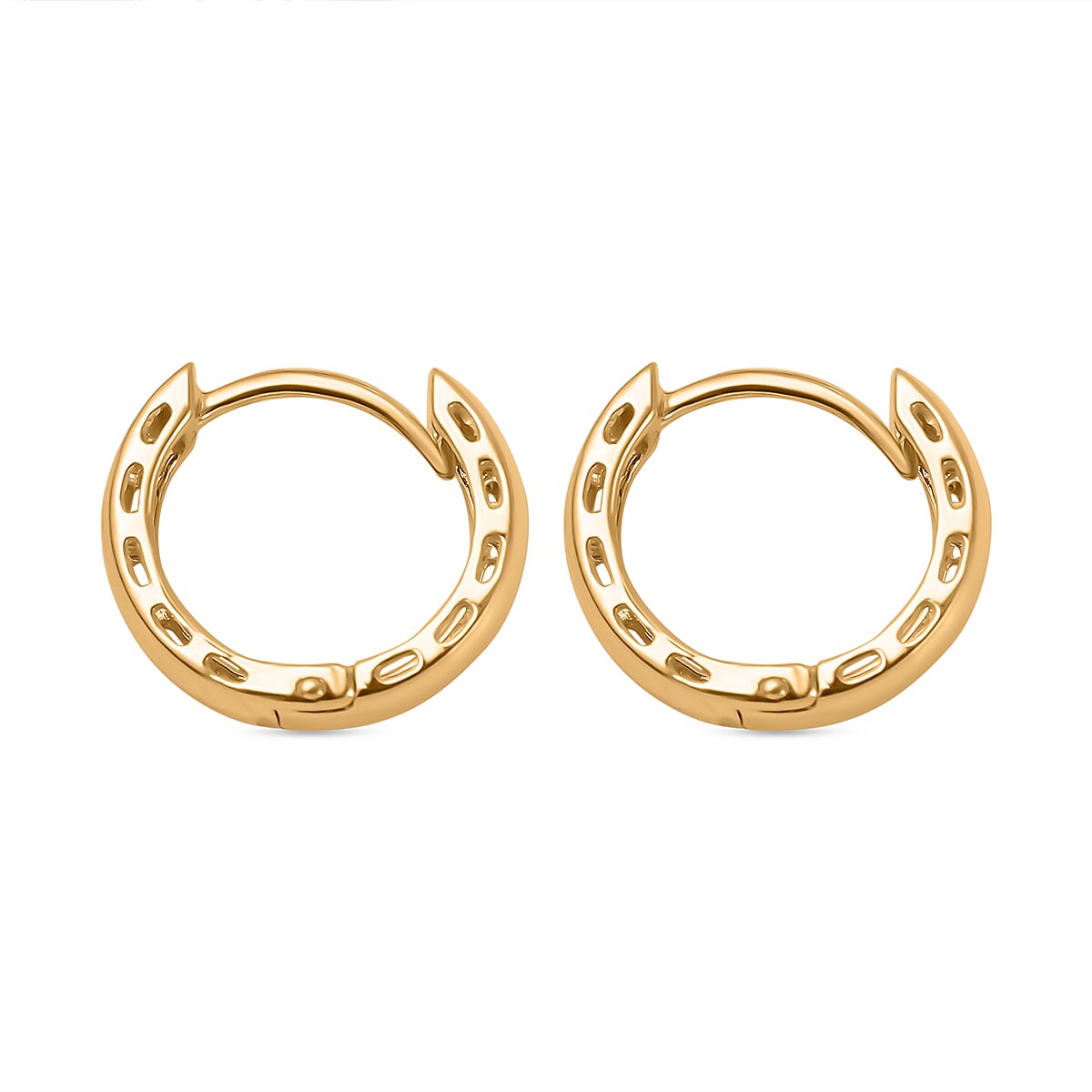 Vicenza Closeout - 9K Yellow Gold Diamond Cut Leaf Design Creole Earrings 7711220 2