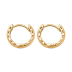 Vicenza Closeout - 9K Yellow Gold Diamond Cut Leaf Design Creole Earrings