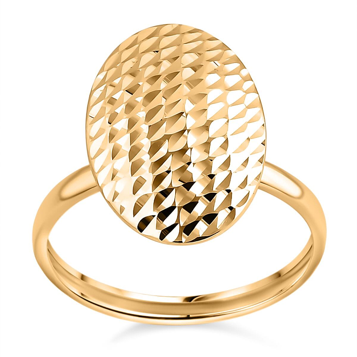 Closeout Deal- 9K Yellow Gold Diamond Cut Oval Ring 7649981 0