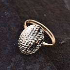 Closeout Deal- 9K Yellow Gold Diamond Cut Oval Ring