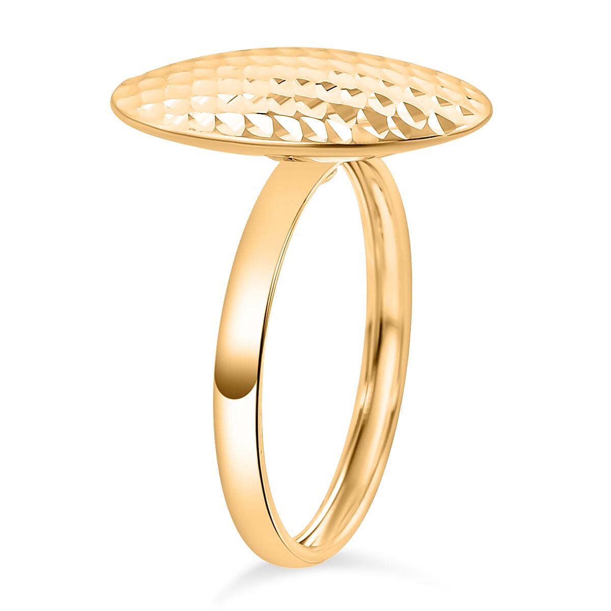 Closeout Deal- 9K Yellow Gold Diamond Cut Oval Ring 7649981 3